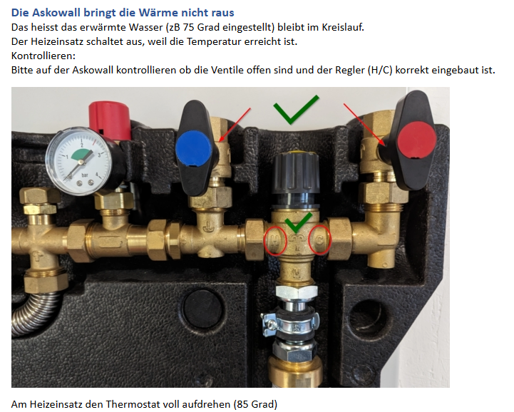 ASKOWALL – Ventilstellungen und H/C-Regler kontrollieren